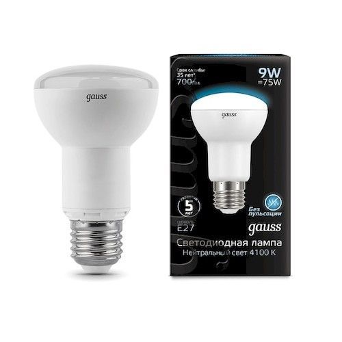 Лампа светодиодная Е27 R63 9Вт 4100К Gauss