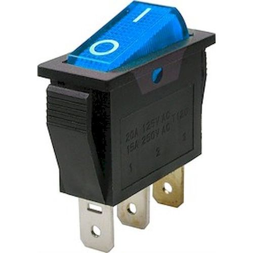 Переключатель 16А 250В ON-OFF, 1 клавиша, с подсветкой синий Rexant RWB-502