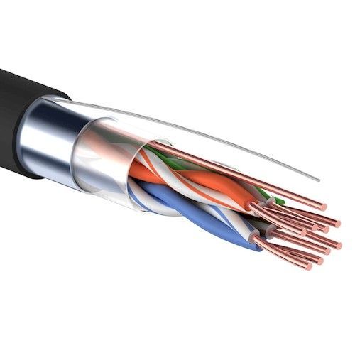 Кабель витая пара U/UTP4 cat.5e 25AWG Сu наружный ПЭ черный LanCable/Technolink
