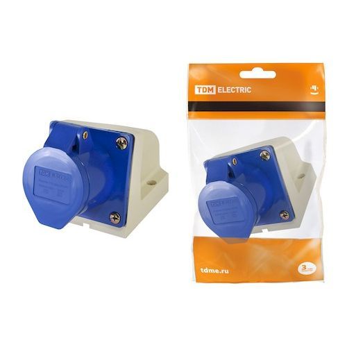 Розетка 113 стационарная 2Р+РЕ 16А 220В IP44 пластик TDM/REXANT