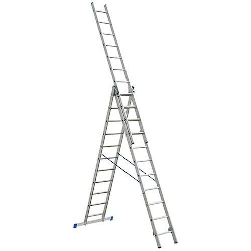 Лестница 3x 9 ступеней, алюминиевая, трехсекционная