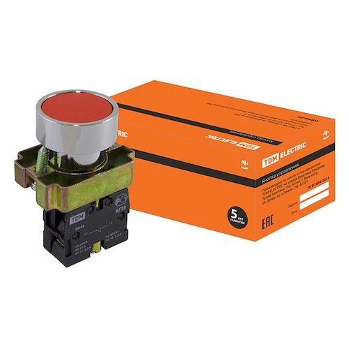 Кнопка Грибок 1з+1р 230В 22мм красная TDM AELA