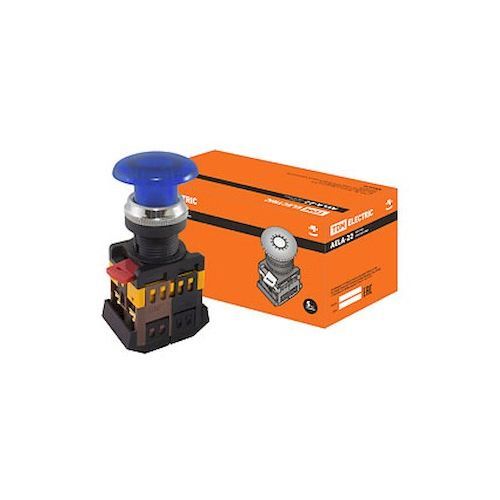Кнопка Грибок 1з+1р 230В 22мм синяя TDM AELA