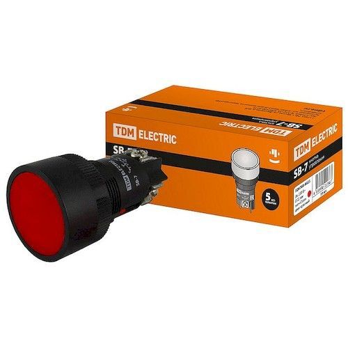 Кнопка Стоп 1р 230В 22мм красная TDM SB-7