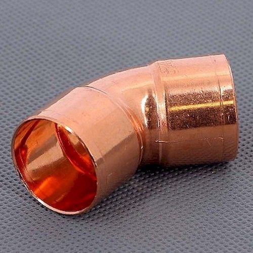 Уголок двухраструбный под пайку медный 28мм 45°