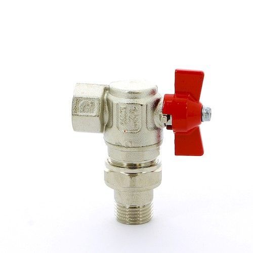 Кран шаровый со сгоном угловой 1/2" В-Н бабочка Ideal