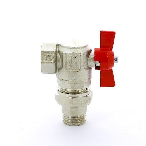 Кран шаровый со сгоном угловой 3/4" В-Н бабочка Ideal