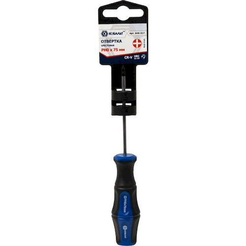 Отвертка PH0х 75мм 2К-рукоятка PRO Cr-V КОБАЛЬТ Ultra Grip