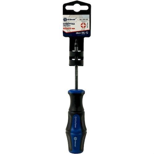 Отвертка PZ1х 75мм 2К-рукоятка PRO Cr-V КОБАЛЬТ Ultra Grip