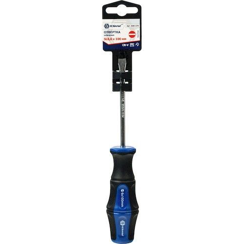 Отвертка SL6,0х100мм 2К-рукоятка PRO Cr-V КОБАЛЬТ Ultra Grip