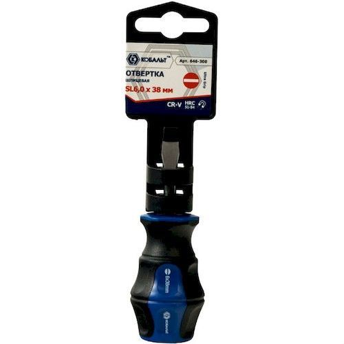 Отвертка SL6,0х 38мм 2К-рукоятка PRO Cr-V КОБАЛЬТ Ultra Grip