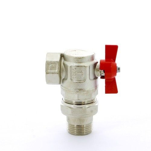 Кран шаровый со сгоном угловой 1" В-Н бабочка Ideal/MVI