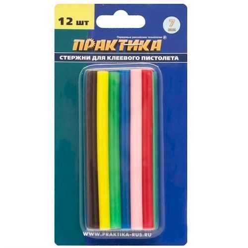Стержни клеевые  d7х100мм 6 цветов (12шт) Практика