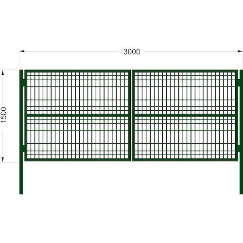 Ворота со сварной сеткой h1,5м l3,0м ППК RAL6005 зеленые