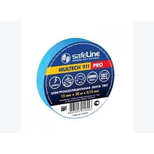 Изолента ПВХ 15мм х 20м синяя Safeline