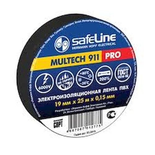 Изолента ПВХ 19мм х 25м черная Safeline