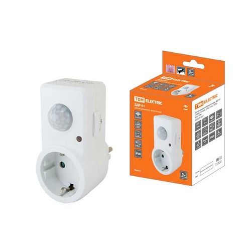 Датчик движения 1200W/120гр. 9м в розетку IP20 ДДР-01