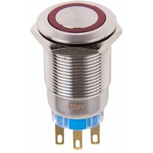 Кнопка антивандальная d19мм 250В 5с ON-OFF/OFF-ON, с подсветкой Rexant
