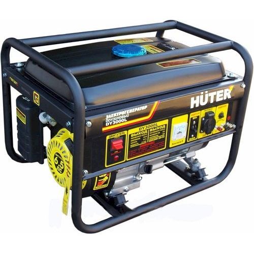 Генератор бенз. (БЭС) 2,5/3,0кВт HUTER DY3000L (1ф, 220В, бак 15л, вес 43кг, ручной запуск)
