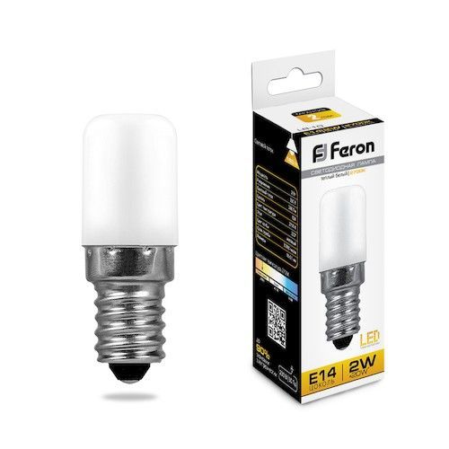 Лампа светодиодная E14 2Вт 2700K для холодильников Feron LB-10