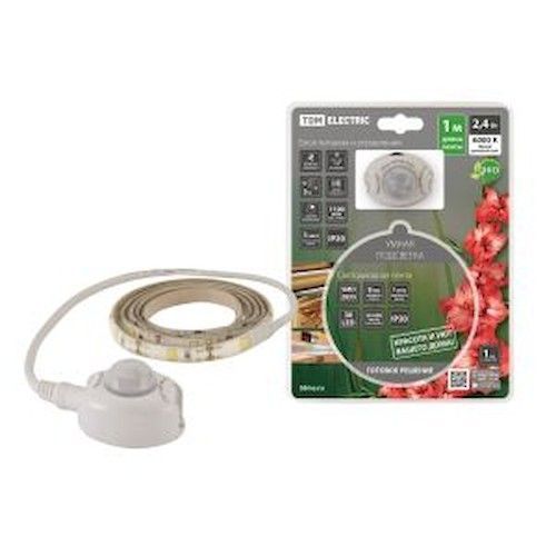 Умная подсветка SMD2835 30LED/m IP20 5В 2,4Вт 6000К 1м датчик движ.и освещ. акк. Li-Ion1100мАч TDM