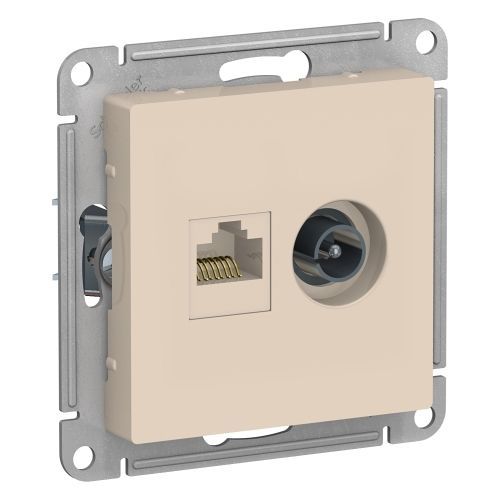 Розетка СУ 2-мес., компьютерная TV+RJ45, категория 5е бежевый SE AtlasDesign