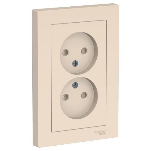 Розетка в сборе 2-мес., з/ш бежевый SE AtlasDesign