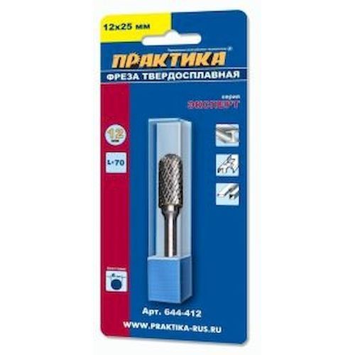 Фреза по металлу твердосплавная 12х25мм цилиндрическая с закруглением Практика