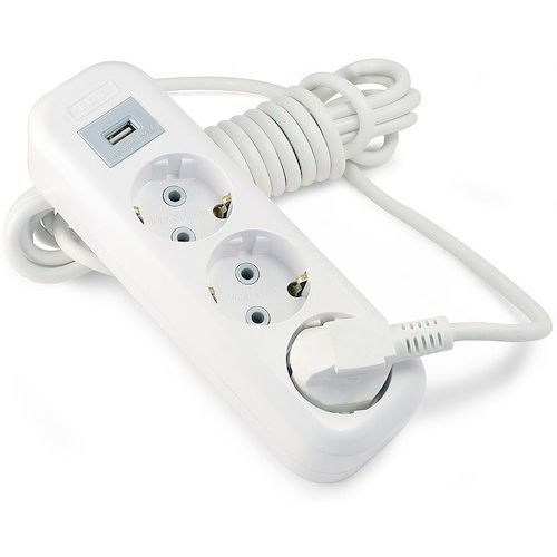 Удлинитель 3мес. с/з, 1USB, 16А, 3м LUX У3-Е-USB-03