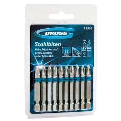 Бита PH2х 50мм 1/4" S2 58-62 HRC усиленная (10шт) GROSS
