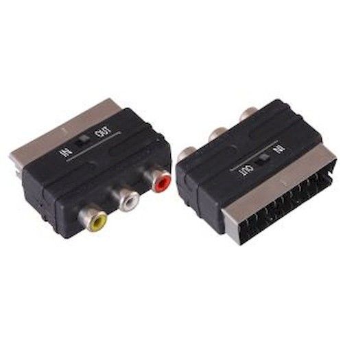 Переходник штекер Scart - 3 гнезда RCA c переключателем