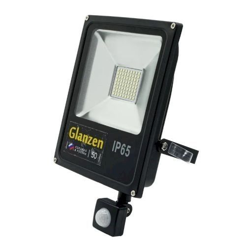 Прожектор LED c датчиком движения GLANZEN 50Вт 6000К SIP