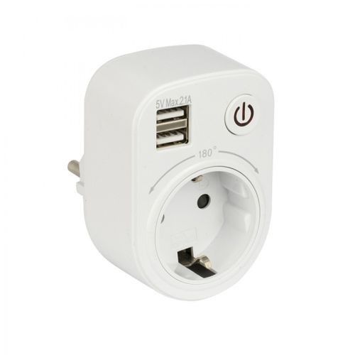 Блок розеточный 1мес., 2USB, 16А, 3,6кВт белый  PROxima EKF SB-01