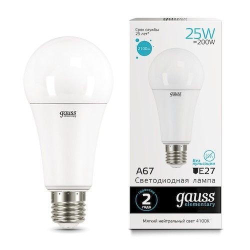 Лампа светодиодная Е27 А67 25Вт 6500К Gauss Elementary