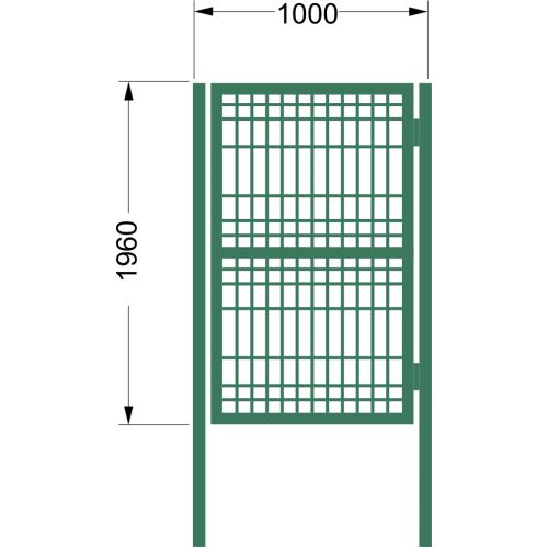Калитка со сварной сеткой h1,96м l1,0м МЕДИУМ М16/90°ППК RAL6005 зеленая