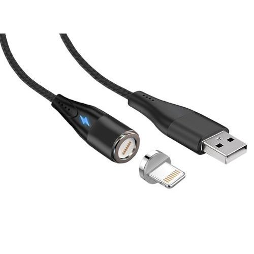 Кабель USB 2.0 - Lightning, 1м, магнитный, нейлон, серый Jet.A (QC,3A)