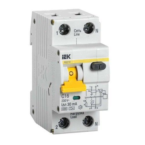 Дифф. автомат 2/16А 30мА тип С IEK АВДТ-32