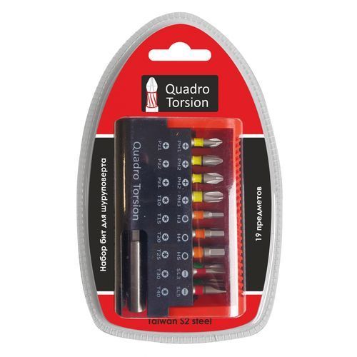 Набор бит 1/4"- 25мм S2 сталь (19шт) Quadro Torsion