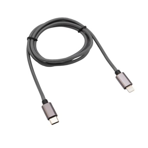 Кабель Type-C - Lightning 1м быстрая зарядка, нейлон графит Rexant