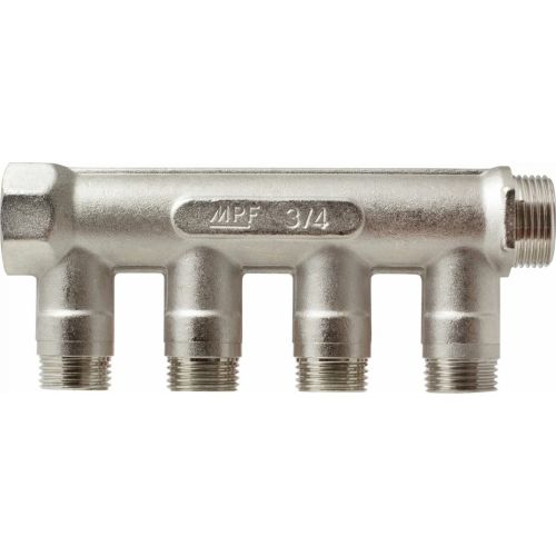 Коллектор с отсекающими кранами лат. 4 выхода х3/4"х1/2" НР MPF