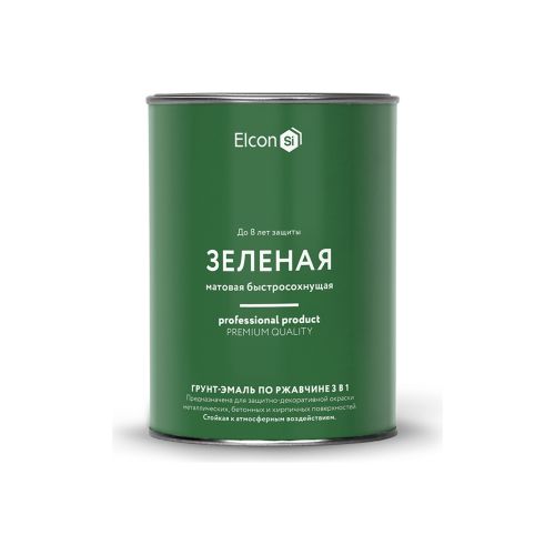 Эмаль грунт по ржавчине 3в1 матовая от -20°C 0,8кг Elcon зеленая