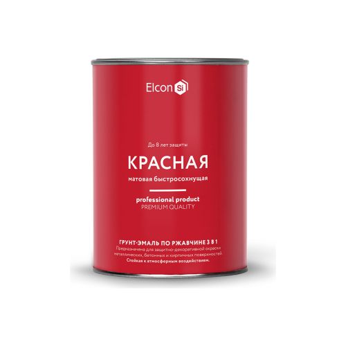 Эмаль грунт по ржавчине 3в1 матовая от -20°C 0,8кг Elcon красная