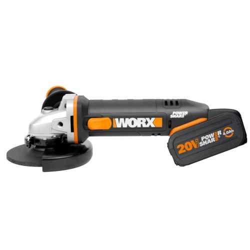 УШМ акк. WORX WX803 (20В, 2,0/4,0Ач, 8600об/мин, 125мм, антивибр. рукоятка, кейс)