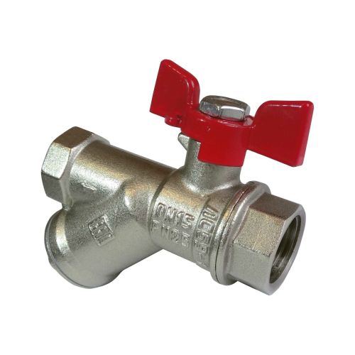 Кран шаровый с фильтром 1/2" В-В бабочка VALFEX Premium