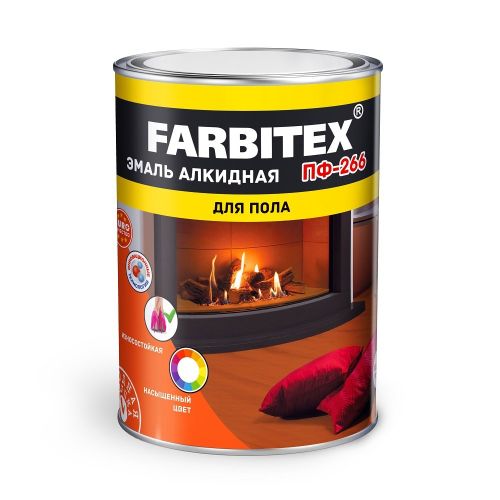 Эмаль алкидная ПФ-266 0,8кг FARBITEX красно-коричневый