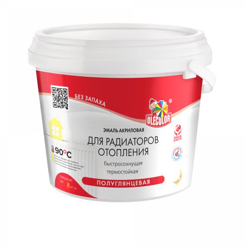 Эмаль акриловая для радиаторов отопления полуглянцевая 1кг Olecolor