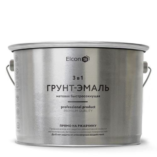 Эмаль грунт по ржавчине 3в1 матовая от -20°C  2кг Elcon серая