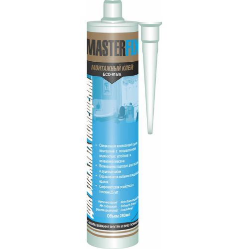 Клей монтажный 915/А для влажных помещений 280мл Masterfix ECO