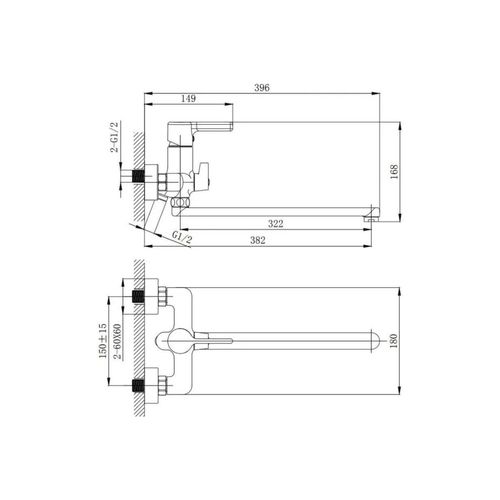 Смеситель для ванны с длинным изливом Haiba HB22814-7