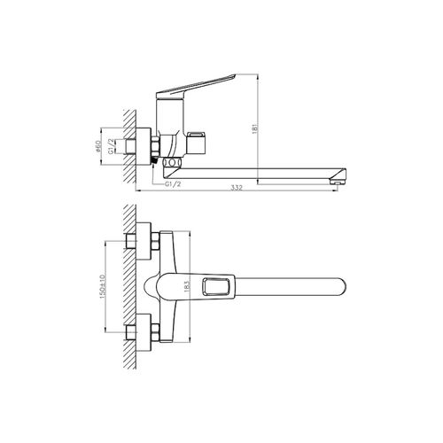 Смеситель для ванны с длинным изливом Haiba HB22595